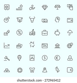 Finance icons, simple and thin line design