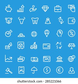 Finance icons, simple and thin line design