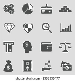 Finance Icons. Sticker Design. Vector Illustration.