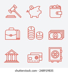 Finance icons, thin line style, flat design