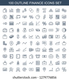 finance icons. Trendy 100 finance icons. Contain icons such as percent, wallet, graph, dollar location, calculator, credit card, dollar, medal. finance icon for web and mobile.