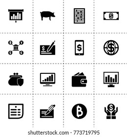 Finance icons. vector collection filled finance icons. includes symbols such as pig, money insurance, check, dollar, chart. use for web, mobile and ui design.