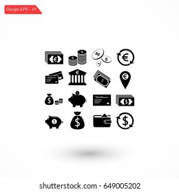 Finance Icons vector, flat design best vector icon