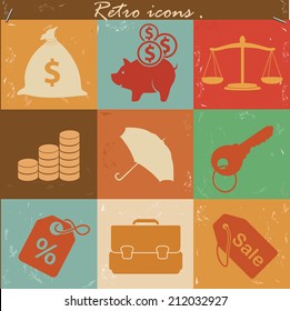 Finance icons,retro vector