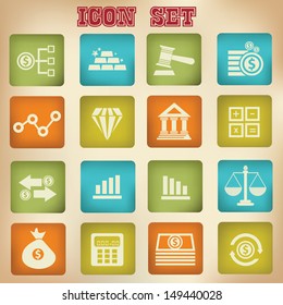 Finance icons,Vintage buttons,vector