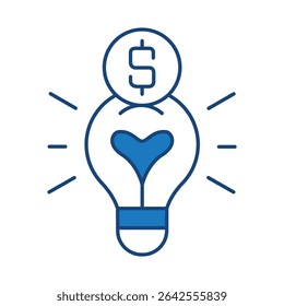 Ícone da Linha Azul da Ideia Financeira. Investimento, Finanças, Economia, Portfólio, Estratégia, Dinheiro, Investidor, Moeda, Aposentadoria, Ícones de riqueza. Ilustração editável do vetor de traçado
