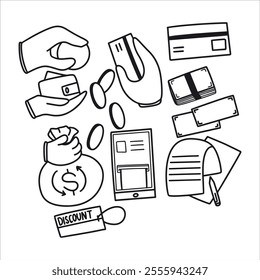 finance illustration elements hand drawn sketch save money icon
