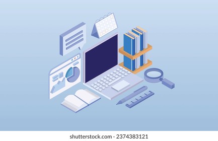 Finance Images.on blue background.3D design.isometrische Vektordesign Illustration.