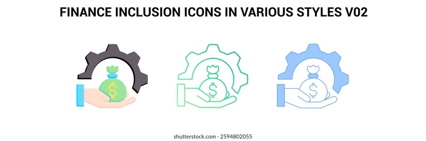 Finance Inclusion icon Blue, Flat, Gradient style.