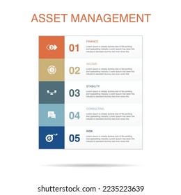 finance, income, stability, consulting, risk icons Infographic design template. Creative concept with 5 steps