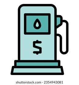 Finance income station icon outline vector. Money work. Freedom money color flat
