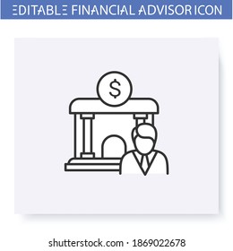 Finance Industry Line Icon.Regulatory Authority.Guidance And Consulting In Business, Accounting And Financial Control.Capital Management And Improvement.Isolated Vector Illustration.Editable Stroke 