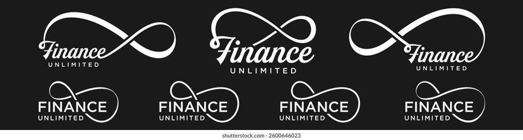 finance Infinity logo design, wordmark finance with Infinity icon combination, vector illustration