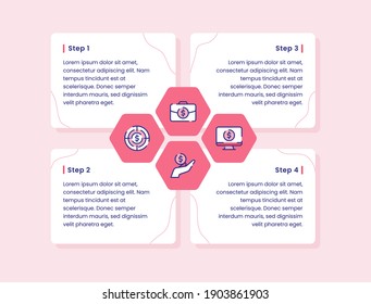 finance infographic diagram four step briefcase internet banking earning target for banner template fyer poster presentation with outline style