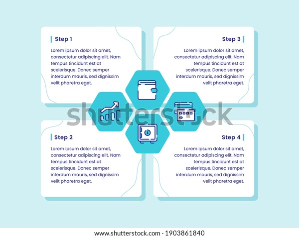 Finance Infographic Diagram Four Step Wallet: เวกเตอร์สต็อก (ปลอดค่า ...