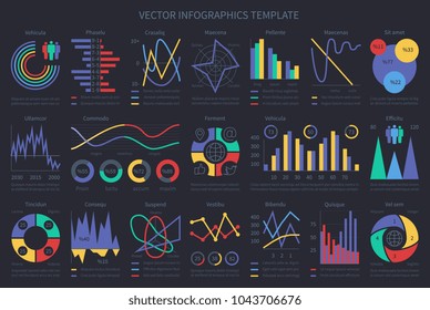 Finance infographic flow charts, graphs, diagrams and chronological elements. Vector collection business finance diagram, chart and graph illustration