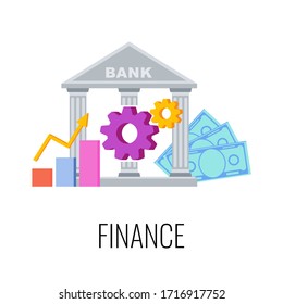 Finance Infographics Pictogram. Strategy, management and marketing. Successful business of company in market. Flat vector business illustration.