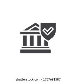 Finance insurance vector icon. filled flat sign for mobile concept and web design. Bank protection shield glyph icon. Symbol, logo illustration. Vector graphics