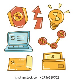 finance, investment and business doodle color design theme
