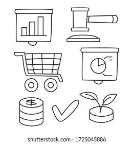 finance, investment and business doodle hand drawn design theme