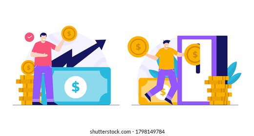 Finance and investment concept illustration set.Modern flat vector illustration.