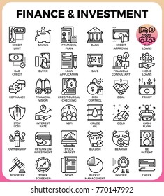 Finance & Investment concept line icon style for ui, ux, website, web, app graphic design