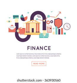 Finance, investment holding, credit, accounting, financial management. Banner. Flat design vector illustration.