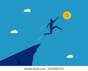 Finance and investment. man jumping and grabbing coin