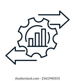 Finance and investment management concept. Vector linear icon isolated on white background.