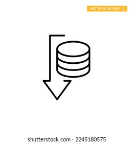 Finanzas, inversión, dinero, comercio, menor costo, recesión icono gráfico de diseño vectorial