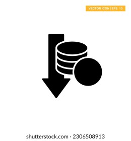 Finance, investment, money, trading, lower cost, recession glyph icon vector design illustration