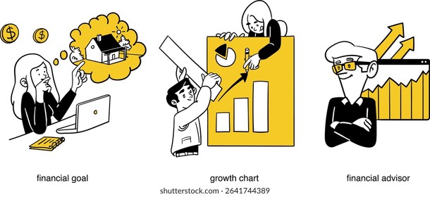 Finance and investment related vector illustrations.