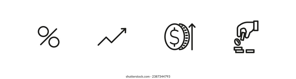 Finance investment vector icon set. Financial business icons.