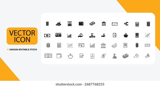 Finanzas e Inversión Vector Conjunto de iconos Colección Elementos de negocios Gráficos