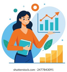 Finance and Investment woman business concept vector and illustration