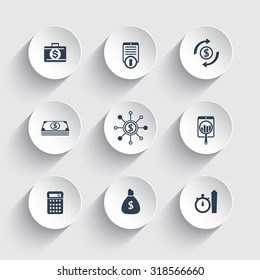 Finance, Investments, Capital, Funding Round Icons, Vector Illustration