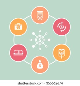finance, investments, capital, funds flat icons, business design, report elements, vector illustration