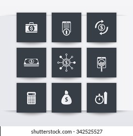 finance, investments square icons, vector illustration