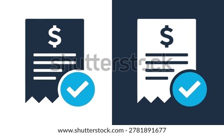 Finance invoice validation collection in a modern flat style, featuring paid receipts, successful transactions, and billing