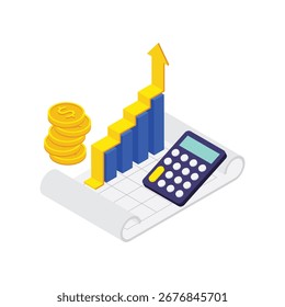 Ilustración vectorial isométrica financiera. Archivo EPS