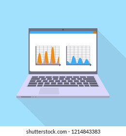 Finance laptop icon. Flat illustration of finance laptop vector icon for web design