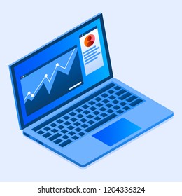 Finance laptop icon. Isometric of finance laptop vector icon for web design isolated