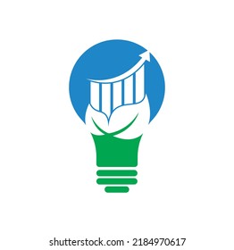 Finance leaf bulb shape concept logo template. Nature stats logo icon vector.