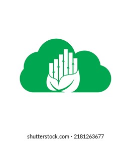 Finance leaf cloud shape concept logo template. Nature stats logo icon vector.