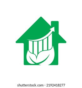 Finance Leaf Home Shape Concept Logo Template. Nature Stats Logo Icon Vector.