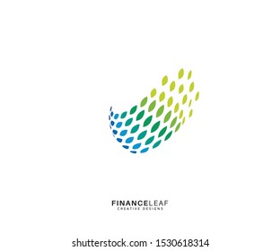 Finance leaf logo, digital financial logo template