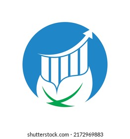 Finance leaf logo template. Nature stats logo icon vector. 