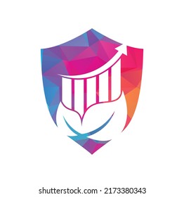 Finance leaf logo template. Nature stats logo icon vector. 