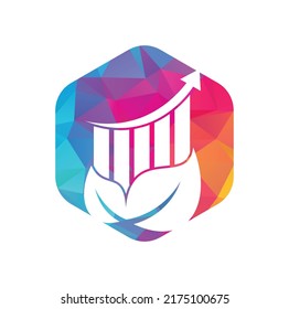 Finance leaf logo template. Nature stats logo icon vector. 