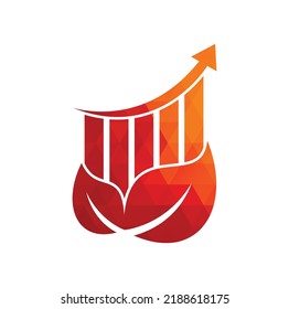 Finance leaf logo template. Nature stats logo icon vector. Investment business with rising bar and leaf logo concept.